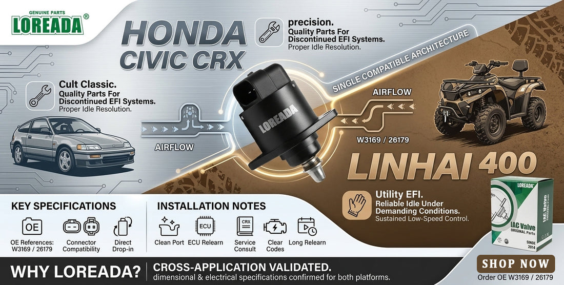 IAC Stepper Motor OE W3169 / 26179 for Linhai 400 & Honda Civic CRX – One Part, Two Worlds | LOREADA