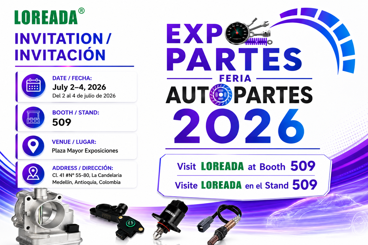 Promotional image for LOREADA's participation in the 2026 Expopartes exhibition in Medellín, Colombia.