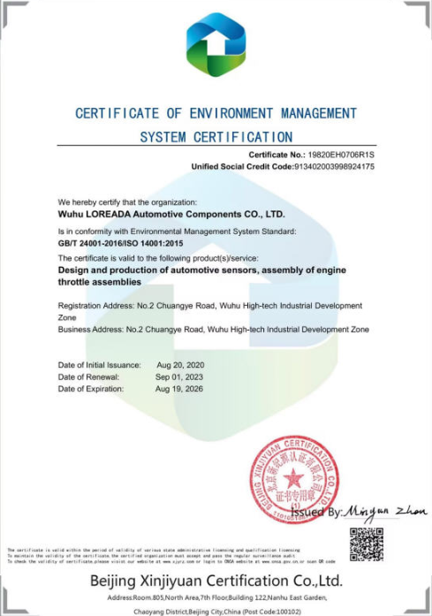 CERTIFICATE OFENVI RONMENT MANAGEMENT